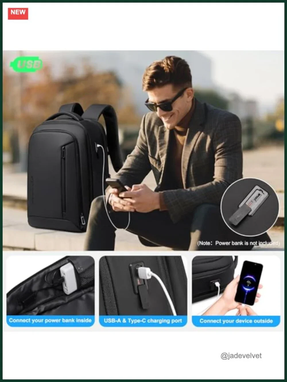 Business Expandable Water Resistant 17 Inch Laptop Backpack with USB Port